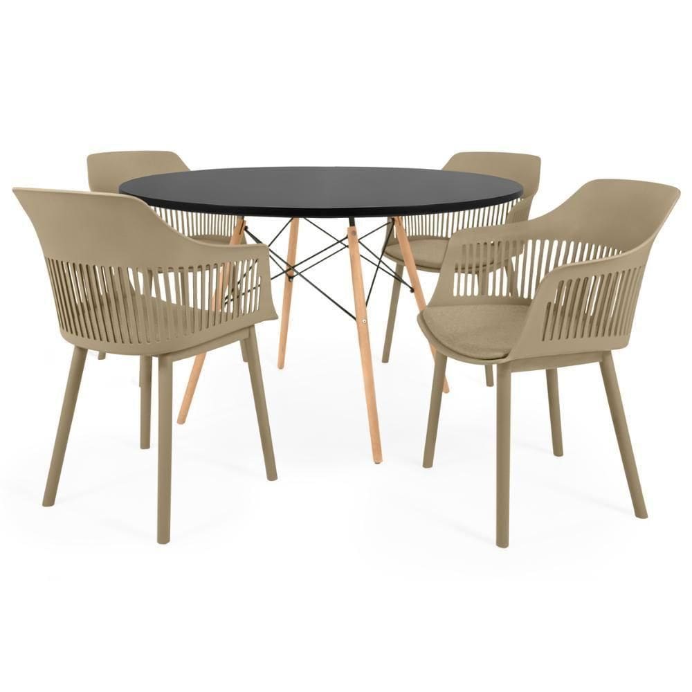 Conjunto Mesa De Jantar Redonda Eiffel 4 Cadeiras Marcela.