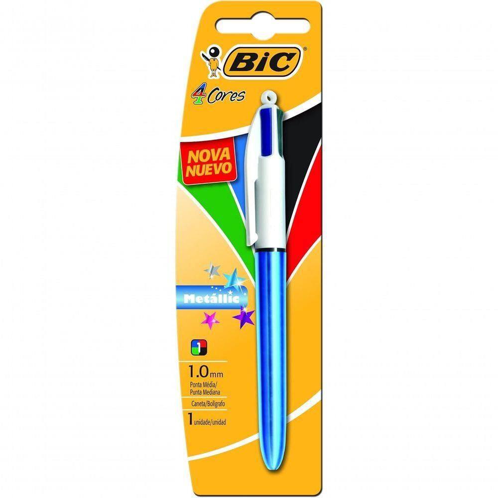 Caneta Bic 4 Cores Ponta Esferográfica Retrátil Média De 1.0mm