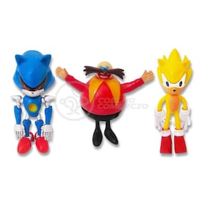 Cartela Sonic The Hedgehog 3 Bonecos Dr Eggman Metal Sonic E Super Sonic Action Figure Miniatura