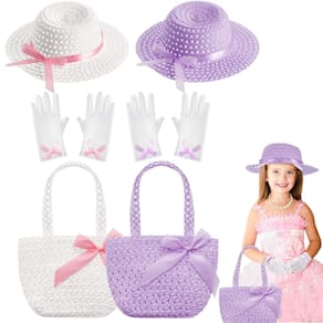 Conjunto de festa de chá, chapéus e luvas de Páscoa para meninas Zhanmai