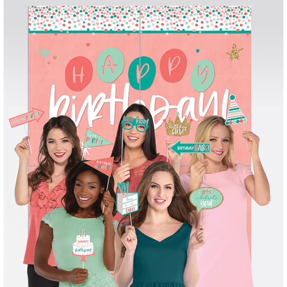 Scene Setters Amscan Happy Cake Day Pink com 12 adereços fotográficos