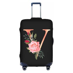 Capa de bagagem Wansin Floral Letter V tamanho M para mala de 22-24 polegadas