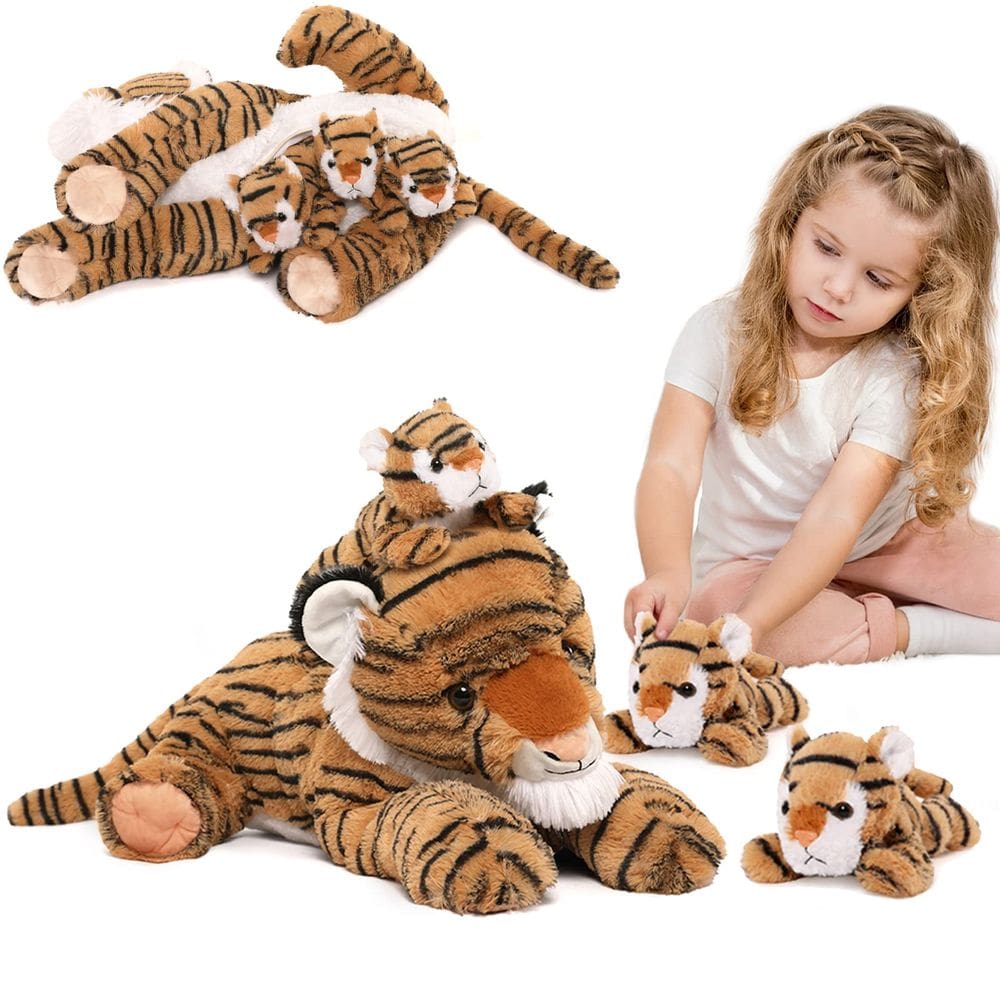 Conjunto de bichos de pelúcia MaoGolan Tiger com 3 filhotes de pelúcia de 50 cm