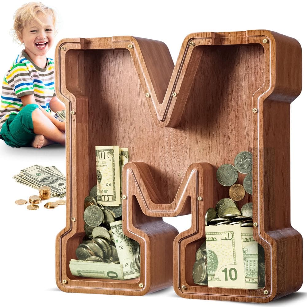 Letra grande de madeira A-Z do Piggy Bank Summidate para crianças/adultos