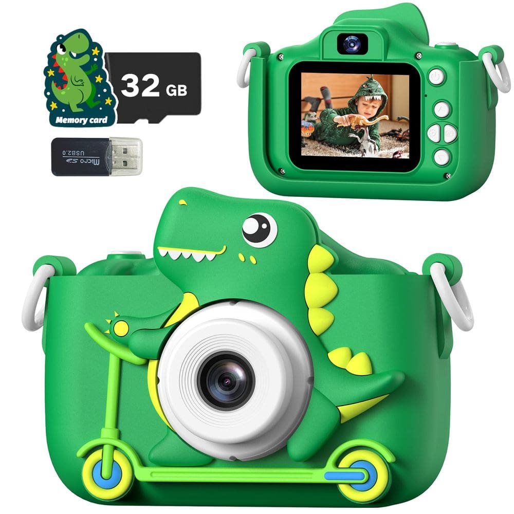 Câmera infantil Teslahero Teslahero 48MP 1080P com cartão SD de 32GB verde