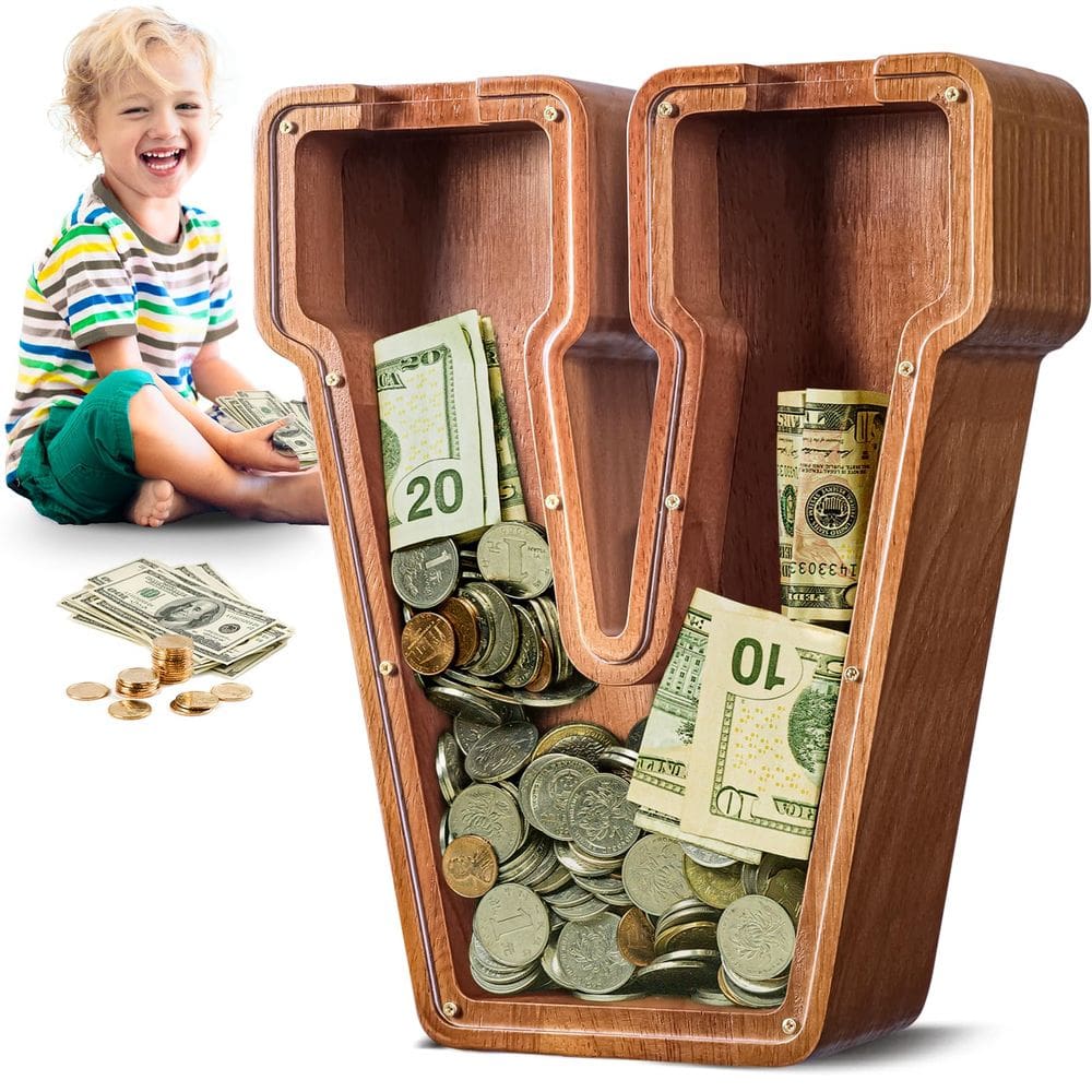 Letra grande de madeira A-Z do Piggy Bank Summidate para crianças/adultos