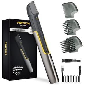 Aparador de pelos corporais PRITECH para homens recarregável com pente de proteção