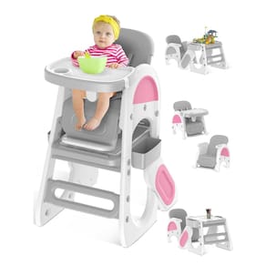 Cadeira alta conversível Jozhixiao 6 em 1 para bebê rosa
