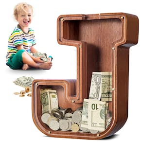 Letra grande de madeira A-Z do Piggy Bank Summidate para crianças e adultos