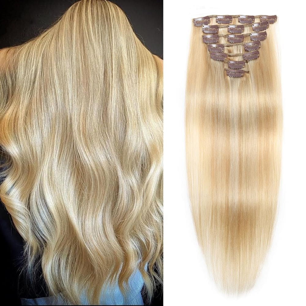 Extensões de cabelo Clip in Gampacy Real Human Hair 45cm 120g