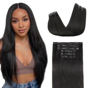 Extensões de cabelo Lashey Seamless Clip em cabelo humano 120 g 7 unidades