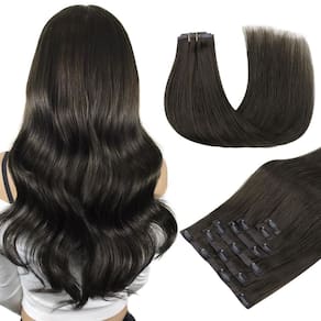 Extensões de cabelo humano reais Clip-in DOORES Mocha Brown 18"