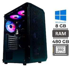 Computador Gamer Ryzen 5 5500, RAM 8GB DDR4, SSD 480GB, Gab MT-G220BK, GTX550Ti, Fonte 500W, 4 Cooler Fan, Windows 10