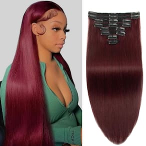 Extensões de cabelo Clip in Doupor Burgundy 100% Brazilian Remy