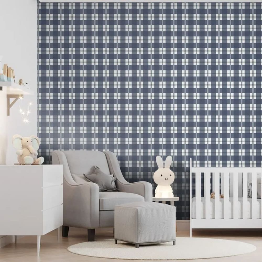 Papel de Parede Revoada Xadrez Azul Marinho 4453