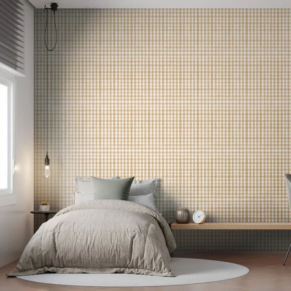 Papel de Parede Revoada Xadrez Picnic Pincelada Marrom 4442