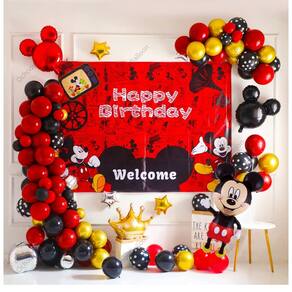 Conjunto de decorações de festa de aniversário do Mickey Mouse com balões