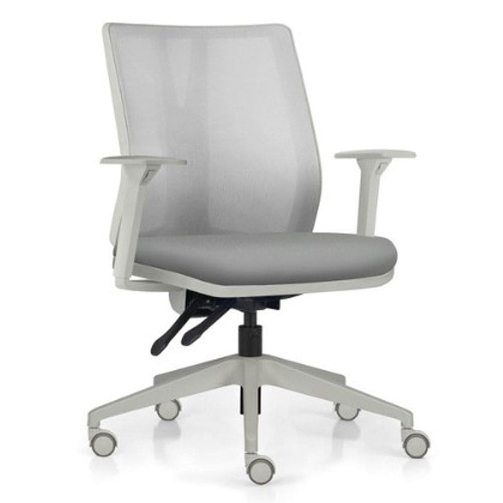 Cadeira de Escritório Giratória Diretor Flow F02 Base Cinza Sintético Cinza - Lyam Decor