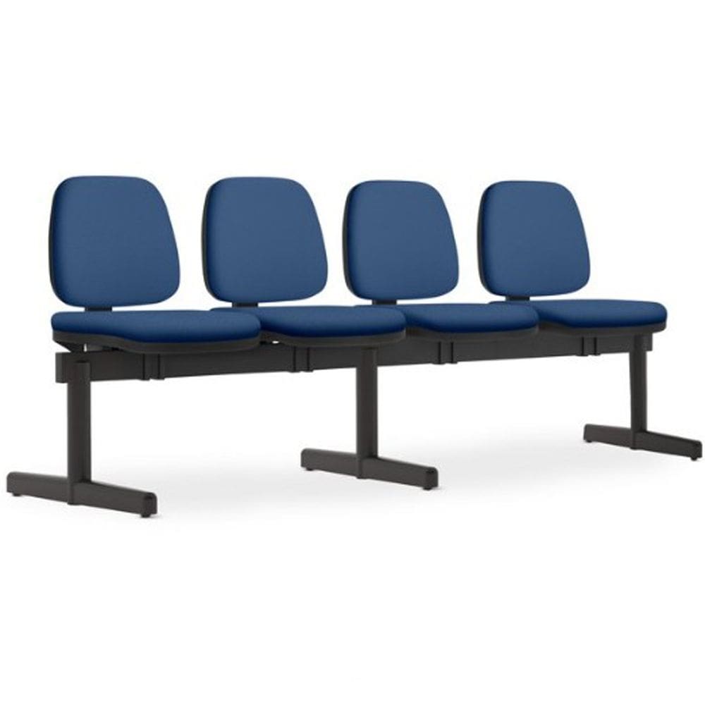 Cadeira Longarina 4 Lugares Recepção Sala de Espera Work F02 Crepe Azul - Lyam Decor