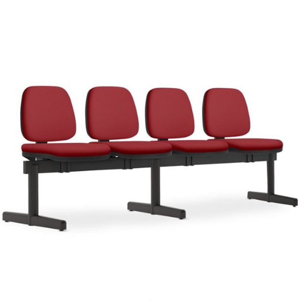 Cadeira Longarina 4 Lugares Recepção Sala de Espera Work F02 Crepe Vermelho - Lyam Decor
