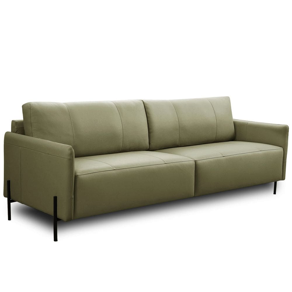 Sofá 4 Lugares Para Sala Living Industrial 264cm Italy L06 Couro Verde Musgo - Lyam Decor