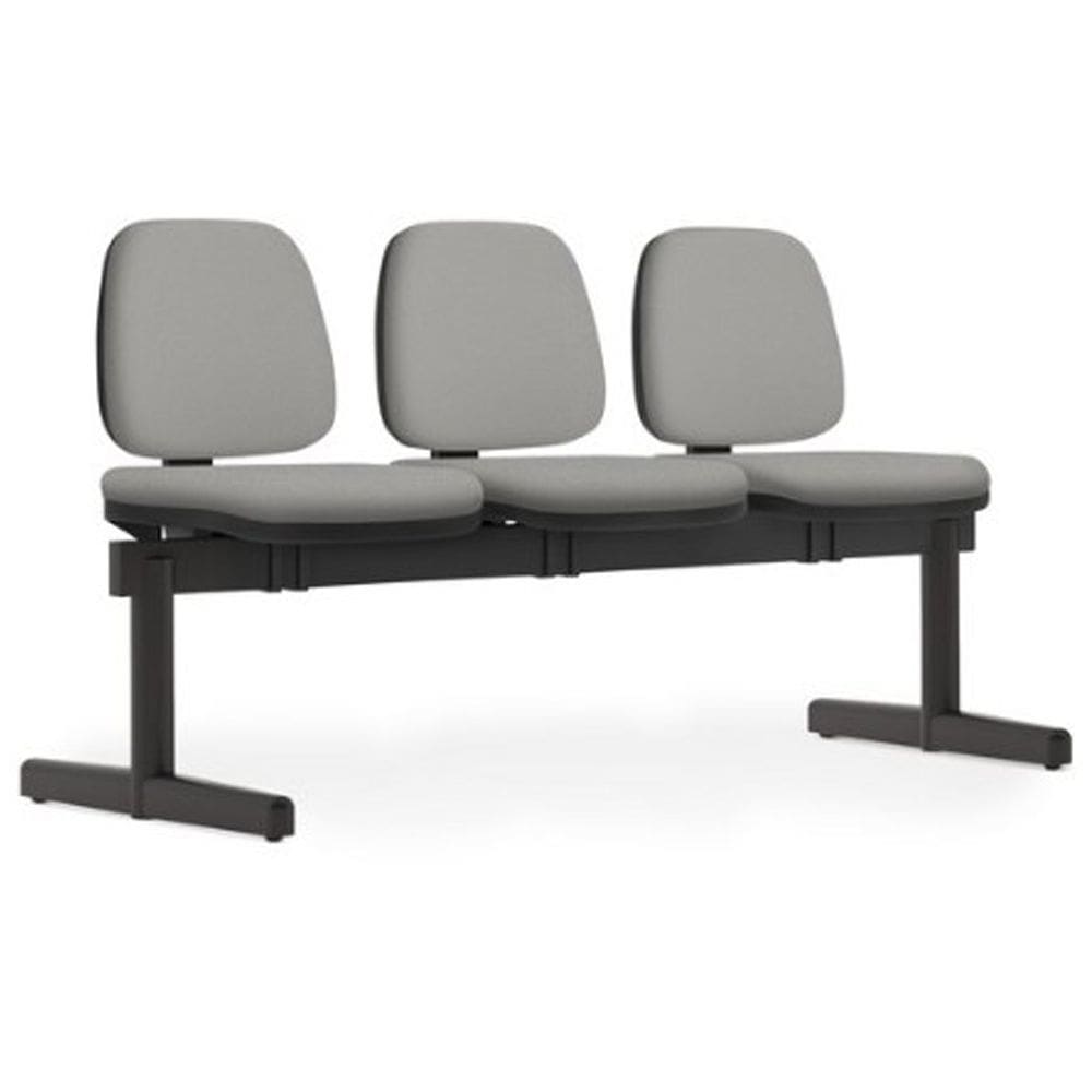 Cadeira Longarina 3 Lugares Recepção Sala de Espera Work F02 Crepe Cinza - Lyam Decor