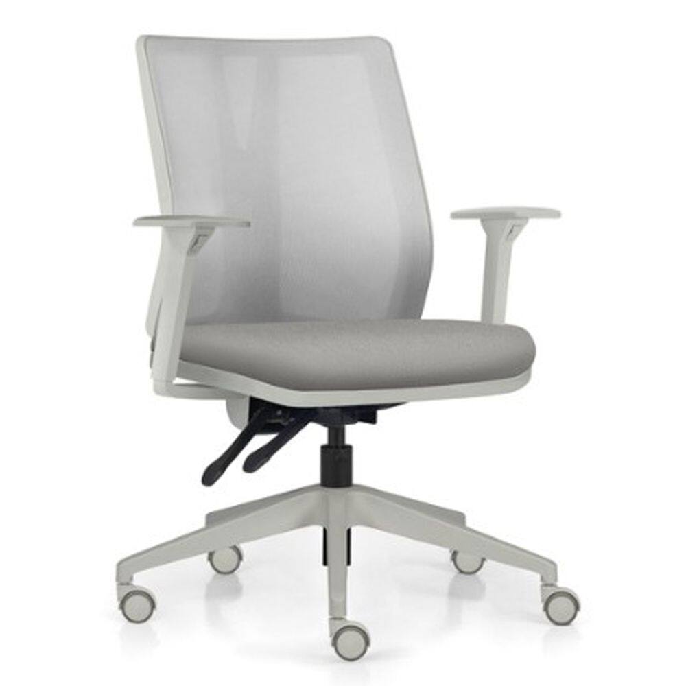 Cadeira de Escritório Giratória Diretor Flow F02 Base Cinza Crepe Cinza - Lyam Decor