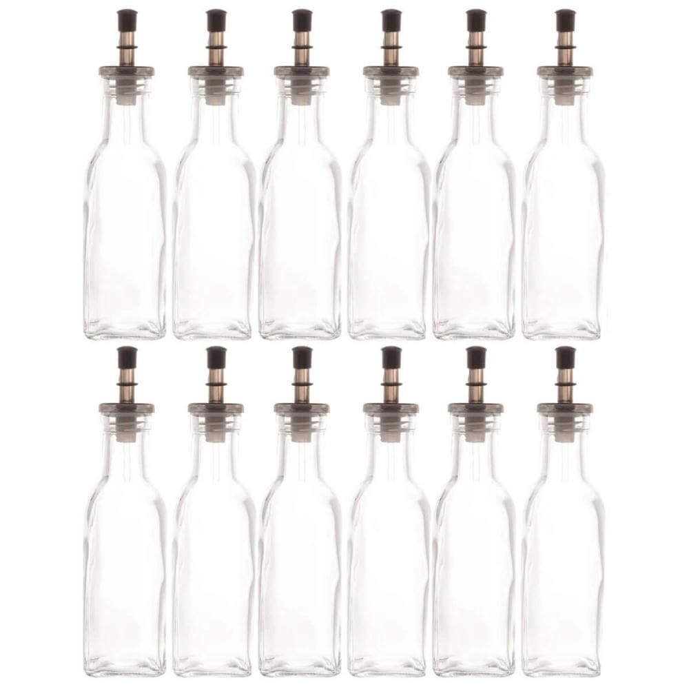 Kit 12 Garrafas de Vidro 200ml com Bico Dosador para Vinagre