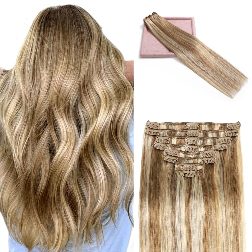 Extensões de cabelo Clip in POGINJA Real Human Hair 40cm 90g