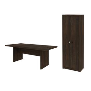 Escritório com Mesa para Computador Simples Com Armário 2 Portas Rústico - FdECOR
