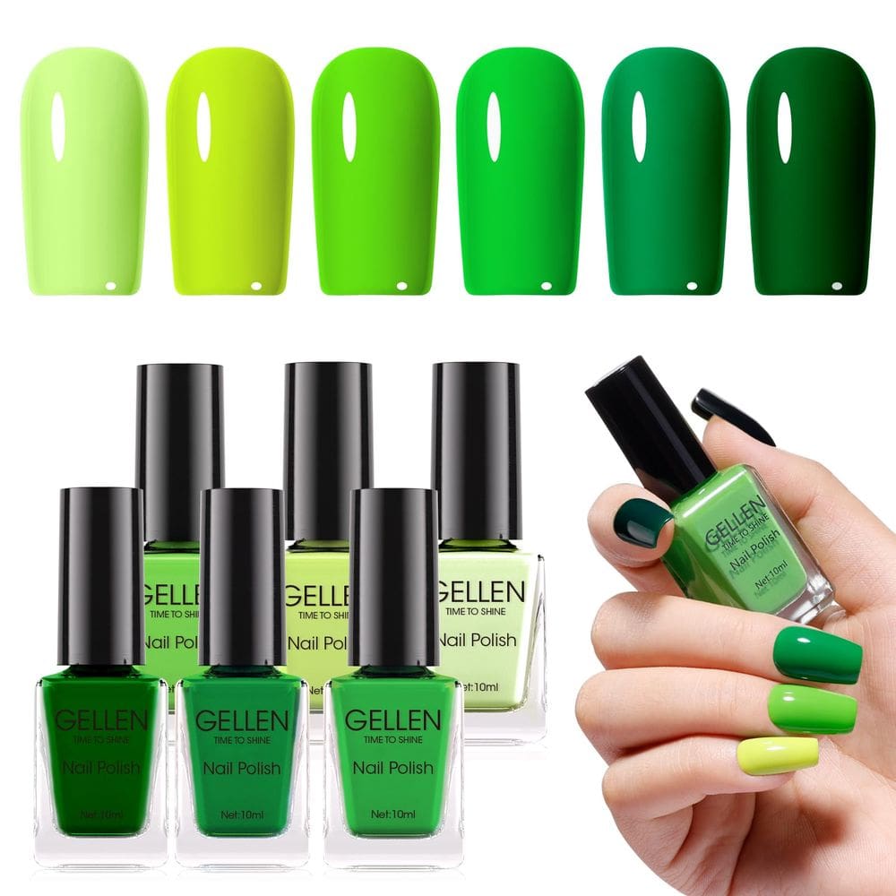 Conjunto de esmaltes GELLEN Green Non Gel Quick Dry 6 cores
