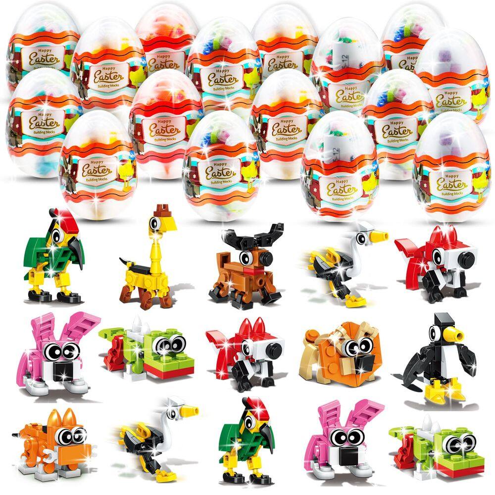 Ovos de Páscoa pré-preenchidos Olganicor com blocos de animais florestais 3 em 1