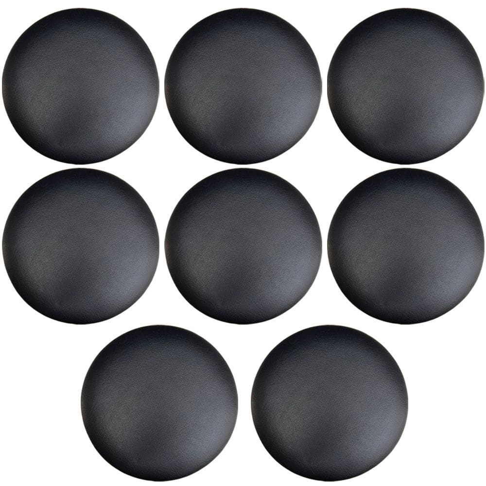 Kit 08 Assentos Redondo Banqueta Cadeira Estofados Poltronas H02 Corino Preto 30 cm - Lyam Decor