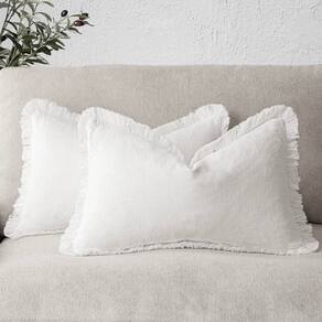 Conjunto de 2 capas de almofada Findtower Linen Frange de 30 x 60 cm