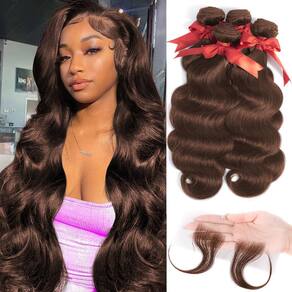 Pacotes de cabelo LUXEDIVA Brown Body Wave 12A Indian 40-50 cm 4 unidades