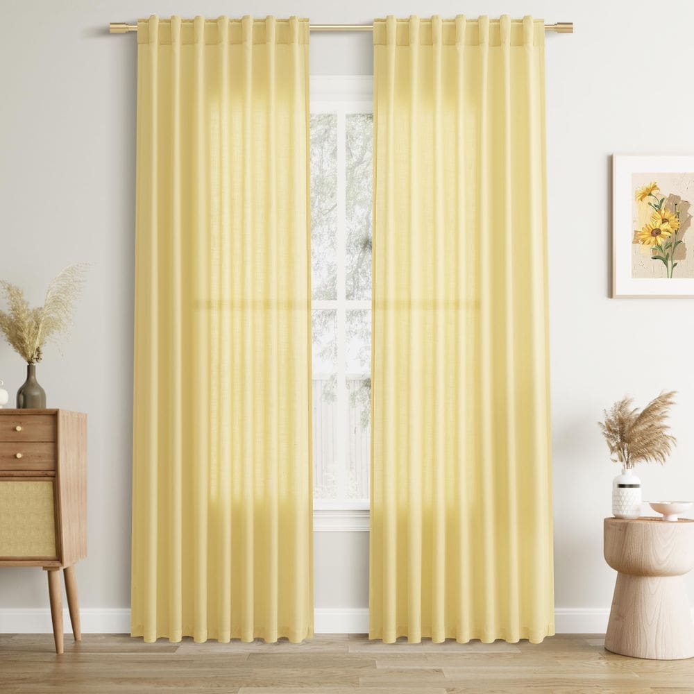 Cortinas Joywell Yellow Linen 230 cm H 2 painéis de filtragem de luz