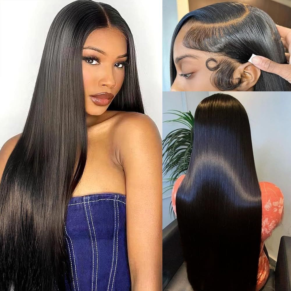 Peruca FLOLIFE de renda reta frontal 100% cabelo humano 24&quot;