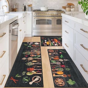 Conjunto de tapetes de cozinha Vaukki Boho 3 peças laváveis para chão
