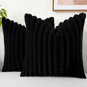 Capas de almofada DecoruHome Faux Fur 22x22 cm pretas, conjunto de 2