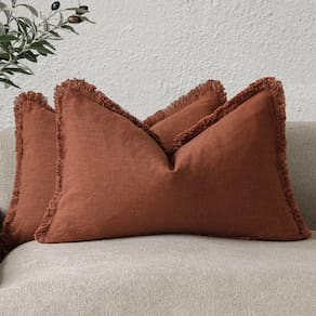 Capas de almofada Findtower Linen Fringe 30x60 cm Rust