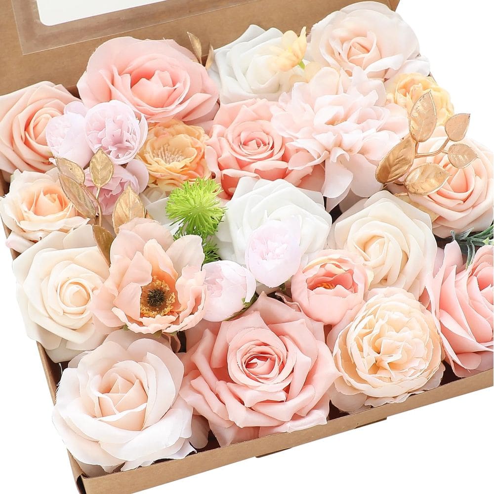 Flores artificiais Floroom Blush Peach Pink Roses Peônias
