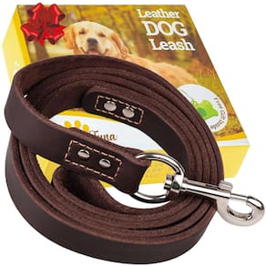 Coleira de couro para cães ADITYNA Soft Strong Heavy Duty 180 cm marrom