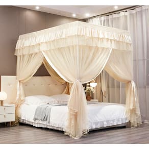 Cortinas de cama com dossel Mengersi Queen Size Ivory para meninas