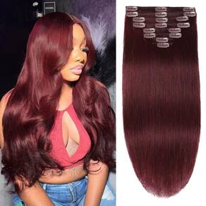 Extensões de cabelo Tebelove Clip em cabelo humano 100% real de 24"