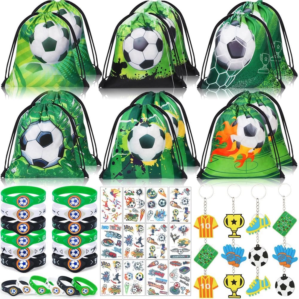 12 conjuntos de lembrancinhas de futebol Winrayk com bolsa de cordão para crianças