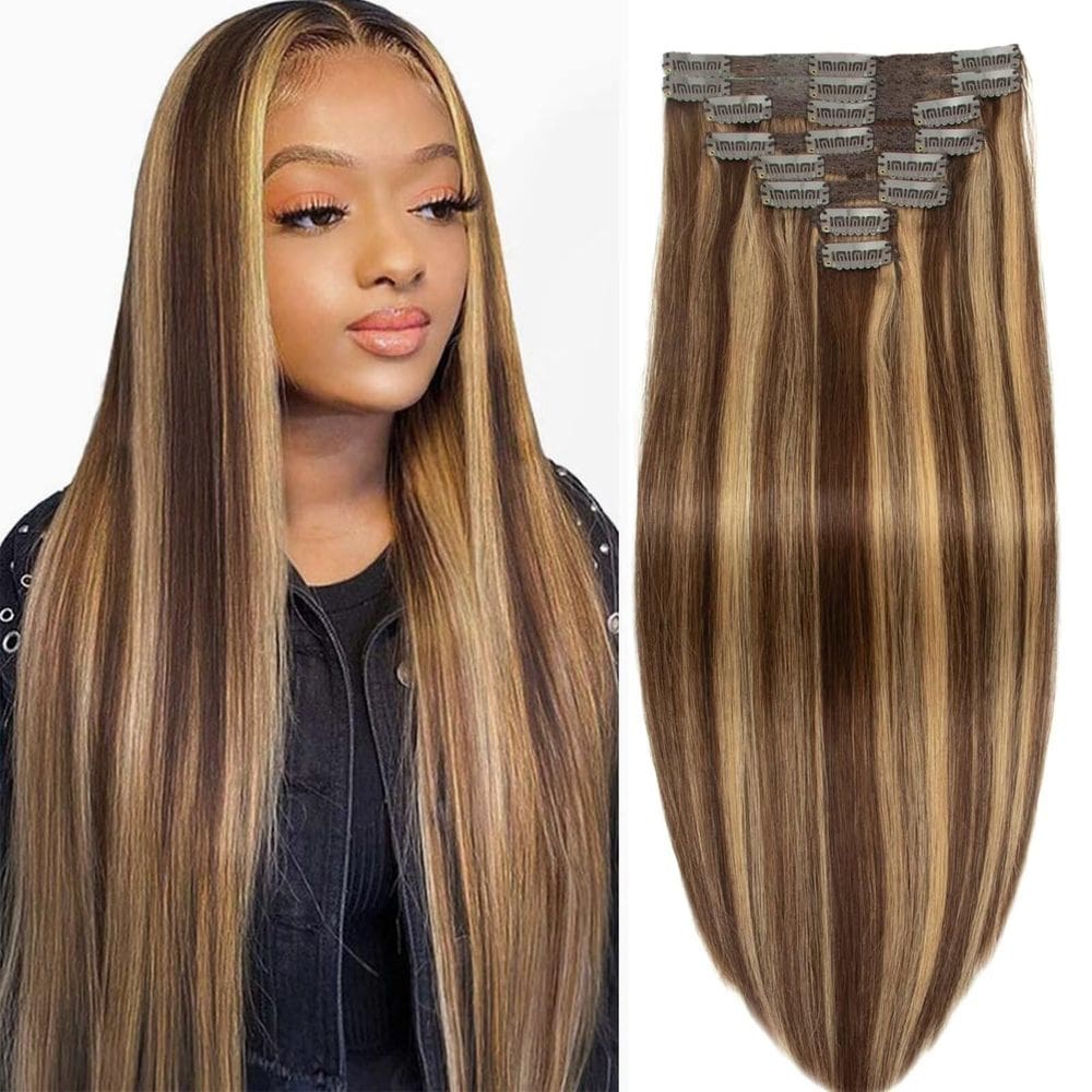 Clip in Hair Extensions Doupor 100% Human Hair 100g, 8 unidades