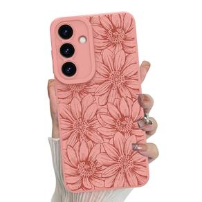 Capa de telefone MZELQ Silicone Rosa Floral Samsung Galaxy S25