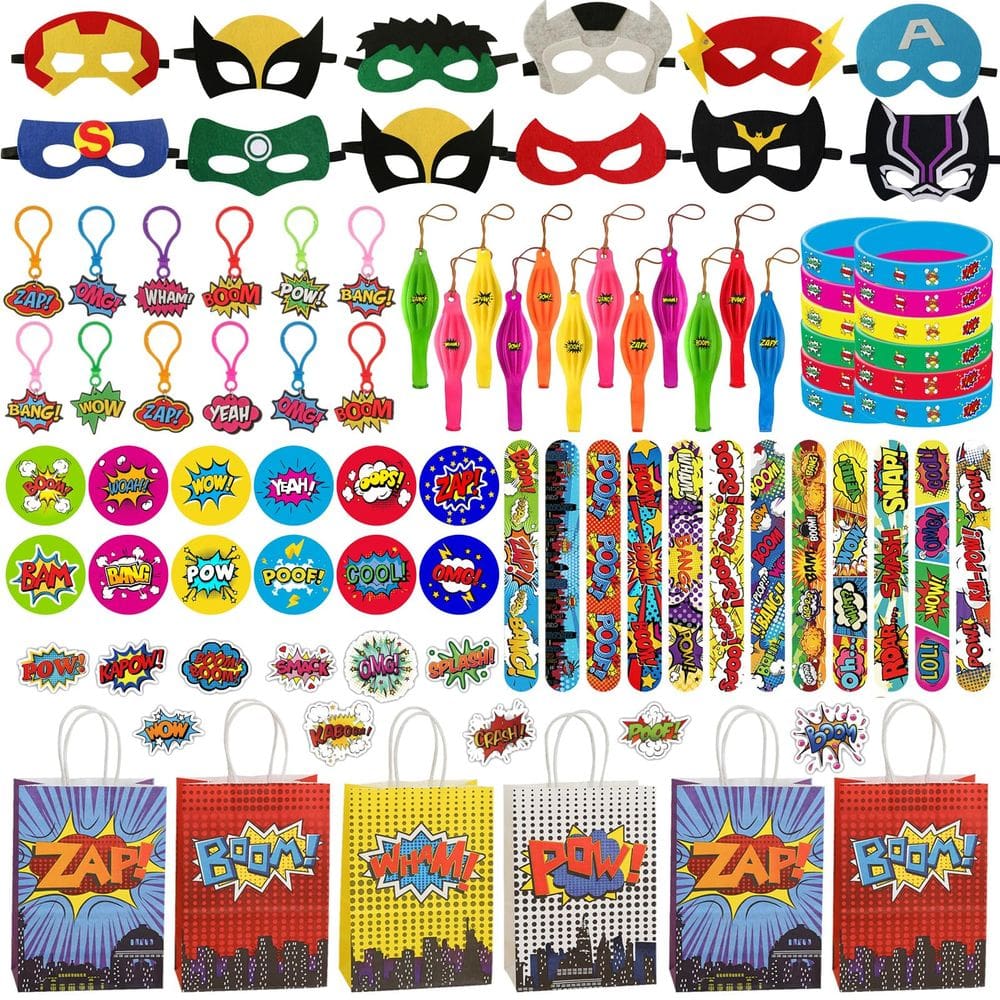 Conjunto de lembrancinhas SSZS Superhero Birthday Party, 134 pacotes