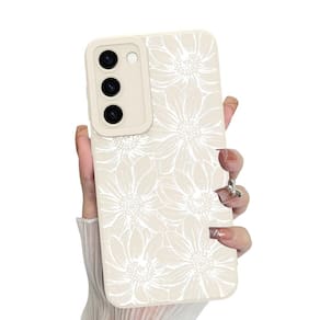 Capa de telefone MZELQ Silicone Branca Floral Samsung Galaxy S23 Plus