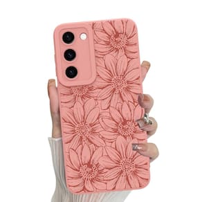 Capa de telefone MZELQ Silicone Rosa Floral Samsung Galaxy S23 Plus